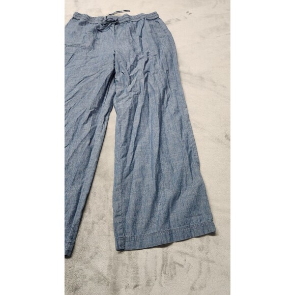 J. Crew Womens Size 14 Blue 100% Cotton Chambray Slim Wide Leg Drawstring Pants - Picture 3 of 9